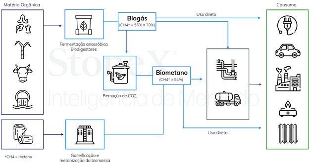 Ilustração da cadeia de biometano